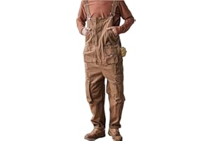 BELWAD Denim Overalls für Herren Vintage Gerade Cargo Overall mit Mehreren Taschen Strampelhöschen mit Reißverschluss