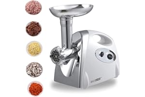 OU BEST CHOOSE Hachoir à viande électrique, en acier inoxydable, moulin à saucisses, coupe-légumes avec 3 lames en acier, 2800 W