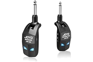 JOYO Système Sans Fil Guitare 2.4 GHz 4 Canaux Rechargeable - Émetteur-Récepteur Audio pour Guitare et Basse (JW-03)