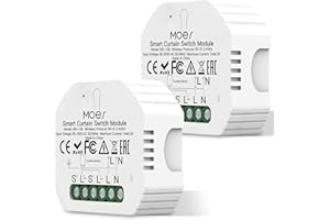 MOES Tuya WiFi Alexa Smart Interruptor de persiana Módulo, 2 unidades, para persianas, temporizador, interruptor para motor de persiana, compatible con Alexa Google Assistant, MOES/Tuya/Smart Life App