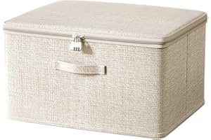 RAWWEFACTIC Abschließbare Aufbewahrungsbox mit Stoffdeckel für Kleidung und Toys (40x30x21cm)