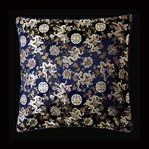LORENZO CANA Home Edition Luxus Kissenhülle aus Seidenbrokat Seide Brokat Damast Dunkelblau Gold Seidenkissen Kissen gewebt Paisley 96050 - 2