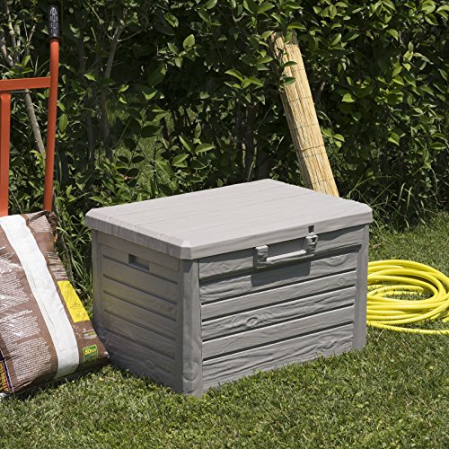 KREHER Sitztruhe, Kissenbox „Florida“ in Hellgrau. Mit 120 Liter Nutzvolumen und abschließbarem Deckel mit Gasdruck-Federn. Maße 73 x 50,5 x 46,5 cm - 2