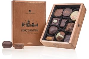 ‎CHOCOLISSIMO CHOCOLISSIMO Merry Elegance - Pralinen ohne Alkohol - 10 alkoholfreie Pralinen im Holzkästchen - Geschenk - Weihnachten - Schokolade edler Verpackung | Weihnachtspralinen | Weihnachtsschokolade Männer