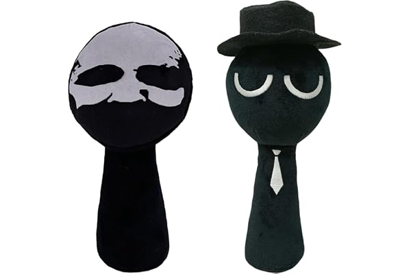 Benolls Sprunki Plushies Merch,Sprunki Plush Toys,Soft Stuffed Animal Pillow Figure Doll Christmas Birthday Gifts for Adult Kids (Black Grey)