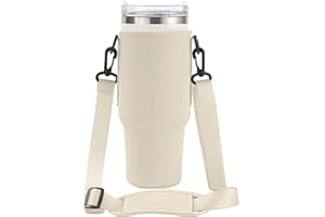 ANEI Bolsa Porta Botella de Agua para Stanley Tumbler, Porta Botella de Agua con Correa, Bolsa para Accesorios Stanley Cup 40oz, Bolsa Porta Botella de Agua con mosquetón, Blanco