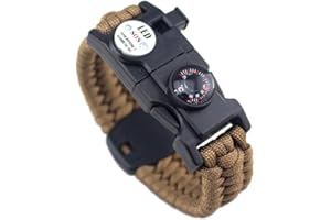 MANSWILL 21 in 1 Survival Bracelet, 7 Core Paracord Emergency Sports Wristband Gear Kit Waterproof Compass, SOS LED Light, Thermometer, Rescue Whistle, Fire Starter Multi-Tool Wilderness Adventure Accessories