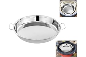 lxkj Stainless Steel Drip Pan, Perfect for Big Green Egg, Kamado Joe Classic Joe, Acorn & Weber Grills Smokers, Baking Tray, Salad Plates, 13'' Diameter, Silver, (YS-700-13-DYP)