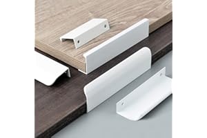 VOLESENI Maniglie Nascoste per mobili, in Alluminio Maniglie, per Armadio, Camera da letto, Cassetti, Bianco brillante Angoli arrotondati