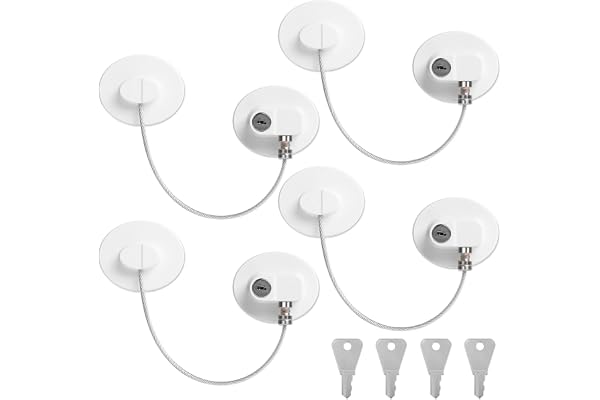Romon Securite Fenetre Enfant 4 Pcs, Serrures Protection Fenetre Enfant Avec 8 Clés, Pour Portes, Fenêtres Et Réfrigérateurs, Tiroirs, Machines À Laver, Axé Sur La Sécurité Des Enfants