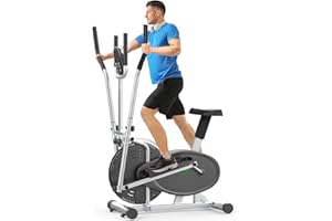 ‎NEEZEE Cross Trainer für zu Hause Neezee Crosstrainer Pro 2-in-1 Ellipsentrainer mit magnetischem Widerstand, Sitz, intelligentem LCD-Display, einfacher Aufbewahrung, Transportrollen bis zu 120 kg