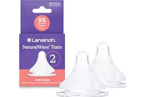 Lansinoh NaturalWave Baby Bottle Teats - Extra Slow Flow - 2 Pack - Anti-Colic Air Vent - BPA & BPS-Free - Clinically Proven to Reduce Nipple Confusion - Compatible with Lansinoh Bottles