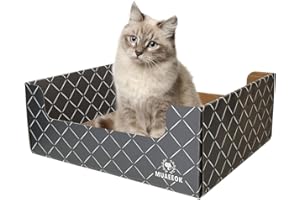 MUAEEOK Cardboard Cat Scratcher Extra-Large Heavy Duty and Lounger Box with Refillable Scratch Pad Durable Recyclable and Reversible Cardboard Cat Scratching Pad for Rest and Play (Dark Grey)