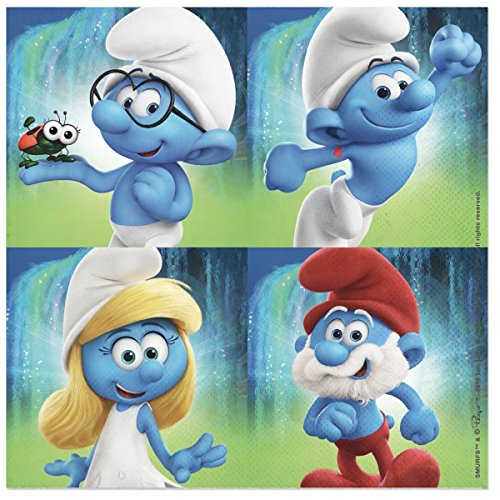37-teiliges Partyset * DIE SCHLÜMPFE * mit Teller + Becher + Servietten + Deko // Kindergeburtstag Kinder Geburtstag Party Set Motto Schlumpf Smurfs Kino - 4