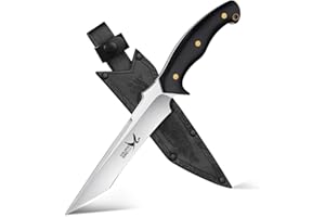 Golden Bird Cuchillo de cinturón afilado Cuchillo de caza Cuchillo de supervivencia Cuchillo de monte Cuchillo para exteriores con funda de PU