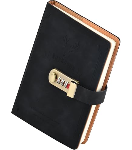 Agenda Verrouillable MGGAO - Cuir PU, 288 Pages Lignées, Format B6 (13,5x18cm)