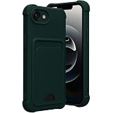 m.tk moveteck iPhone 16e ile Uyumlu Kılıf, Kamera ve K&ouml;şe Korumalı, Kartlıklı C&uuml;zdanlı, Yumuşak Silikon, Koyu Yeşil