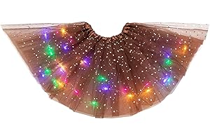 DONEMORE7 Dziewczęca spódnica tutu gwiazdy cekiny, małe dziewczynki LED świecąca spódnica tutu neonowa kolorowa świecąca impreza taniec sukienka księżniczka ubrania baletowe dla dzieci w wieku 3-8 lat