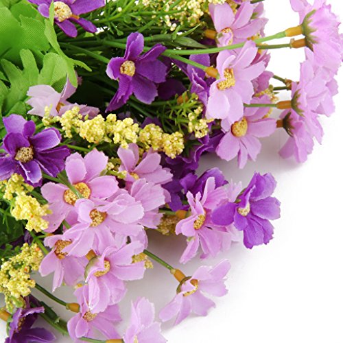 Ein Bündel gefälschte Cineraria künstlichen Blumenstrauß Hause Büro Dekor (Fuchsia und Lila) - 4