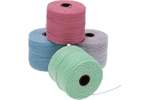 THE BEADSMITH Super-Lon Kordel, 4 Spulen, ideal zum Auffädeln von Perlenstickerei, Häkeln und Mikro-Makram-Schmuck, kompatibel mit Kumihimo Projects S Lon