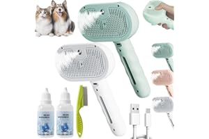 MLTHCIG Renu Dog Brush, Freshfur ShowerBrush+bathing Solution, Chewie Steam Brush for Dogs Shedding, 3 in 1 Rechargeable Steams Cat Brushes Self Cleaning Hair Removal Grooming Supplies Tool(Green+White)