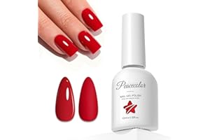 Peacecolor Smalto Semipermanente Unghie Rosso, 10ML Soak Off Smalto Unghie UV Gel Polish, Smalto per Unghie Semipermanente French Manicure Fai da Te a Casa