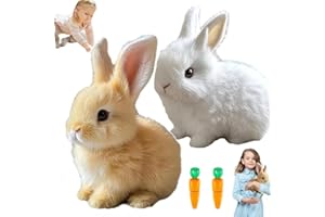 UORNWZ Bunny Pal - Jouet interactif en Forme de Lapin, Bunnypal Interactif, Robot réaliste Bunny, Lapin interactif Bunny réaliste - Sauter, contracter et secouer Les Oreilles (Brun + Blanc)