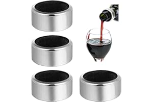 Ryaupy 4pcs Anelli Bottiglie Vino Rosso Lucido Acciaio Inossidabile - Anello antigoccia Riutilizzabile - Accessori per Vino Bar Ristorante Domestico