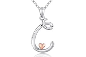 CELESTIA Mujer Collar Letras con Colgantes Inicial Nombre de Plata de Ley 925 Oro Rosa Joyas Personalizado Regalos para Hija Hermana Mujeres Joven Cumpleaños Navidad