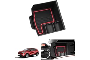 LUWU Compatibile con Renault Captur 2 2020-2024 2025/ Symbioz 2025 2026 Console Centrale Portaoggetti Bracciolo Organizer Vassoio Portaoggetti con Tappetini Antiscivolo E-Tech Hybrid Accessori (Rosso)