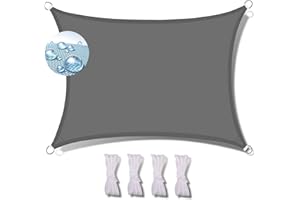MEEYI sonnensegel Sonnenschutz 4x5m rechteckig sonnensegel Sonnenschutz Garten sonnenschutzsegel wasserdicht Segeltuch Sonnenschutz wasserdicht terrassen Windschutz wasserdicht für Pool-Dunkelgrau