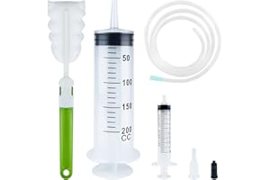 Bohoray Große Spritze 200ml + 10ml, Wiederverwendbare Flüssige Spritze mit Katheter, Plastikspritze Dosierspritze Mit Reinigungsbürste für Wissenschaftliche Labore, Gartenbewässerung, Industrie