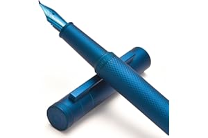 EROFA Stylo Plume Forêt Bleu Foncé Plume Courbée Stylo Fude Calligraphie, Design Classique avec Convertisseur et Coffret Cadeau en Métal par Hongdian