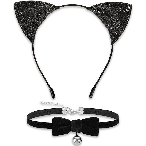 Diadema De Orejas De Gato QOWIJEX – Set De 2 Colores Blanco Y Rosa Para Disfraces Y Cosplay