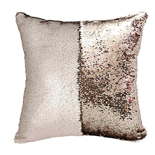 Kissenbezüge Longra DIY-Two Tone Glitzer Pailletten Wurfkissen dekorative Kissen Fall Sofa-Car-Cover Kissen Kissenbezug Sofakissen Kissenhülle (40 cm * 40cm) (G)