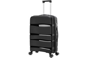 ARTREE Maletas de Viaje Mediana - Trolley Rígida Polipropileno con 4 Ruedas Giratorias y Cierre de Combinación - Maleta Mediana Prácticas y Ligeras 66x45x28cm, 70L (Negro)