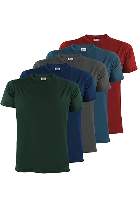 Pacco Da 5 Magliette Uomo Cotone 100% - T-Shirt Basic Unisex Regular Fit - Foto 8