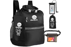 Etechydra Sac à dos étanche léger flottant avec sac étanche pour téléphone et sac banane pour la plage, la natation, le bateau, le camping et la pêche