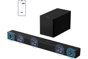 ULTIMEA 5.1ch Soundbar mit Dolby Atmos, VoiceMX, BassMX, APP, Heimkino 4D Surround Sound System, 340W Soundbar für TV Geräte mit Subwoofer, Bluetooth 5.4, Poseidon M60 Boom, Modell 2025