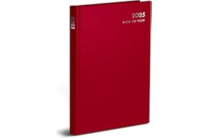 VIVAAS 2025 Diary A4 | A5 | A6 Diary Page A Day Desk And Week To View Diary Hard Backed Diaries Organiser For Student, Teacher, Home, Office, Business Year Planner (A6 Week To View, Red)
