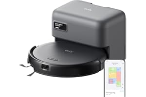 ‎EUFY eufy C10 Saugroboter mit Automatischer Absaugstation, 7,3cm Ultraflaches Design, Teppichreinigung, Ausfahrbare Seitenbürste für Ecken, Automatische Entleerung, Punktlaser- & Infrarot-Navigation