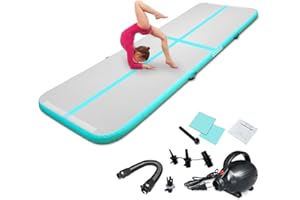 WAVESKY Aufblasbare Air Matte Tumble Track, 3m/4m/5m Tumbling Matte Turnmatte, 10cm hoch rutschfeste Gymnastikmatte für Zuhause, Outdoor, Fitness, Yoga, Training, Cheerleading, Wassersport