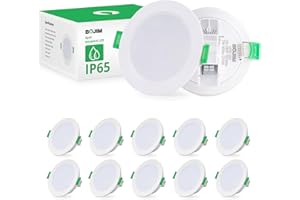 Bojim Spot LED Encastrable Salle de Bain IP65, 10x 5.5W Spot Extra Plat 30mm, Spot de Plafond 220V 4000K Blanc Neutre 400LM 80Ra Pour Cuisine Chambre Salon, Éclairage Enc