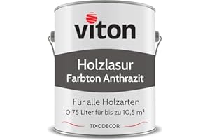 VITON S.R.O. 0,75 Liter Holzlasur von Viton - Farbe Anthrazit - Holzschutzlasur, Holzschutz, Lasur für Holz - Extra Starker Schutz für Innen und Außen - Wetterfest, Atmungsaktiv & UV-beständig - Tixodecor