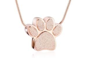 VCCWYQK Joyería de cremación de mascotas para cenizas Collar de urna con estampado de patas para cenizas para perro Joyería de recuerdo para regalos conmemorativos colgantes de cenizas de gato