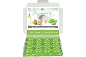 Lime Basil Mandarin Wax Melts - 16 x 5g Heart Shape Lime Basil and Mandarin Perfume Scented Wax Melts in an Elegant Presentation Gift Box, Spotless Leopard - Aromatic Gift Set - Made in UK