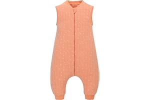 AMO NENES Śpiwór niemowlęcy, śpiwór z nogawkami, 2,5 TOG, śpiwór niemowlęcy, bawełna ekologiczna, bardzo miękka piżama dla chłopców i dziewczynek, pomarańczowy, 80