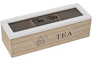 MORGAN Caja portar infusiones de madera, 3 Tea Box, bolsitas blancas 24 x 8 x 7 cm