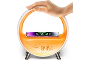 Dekala Despertador con Simulación de Amanecer y Atardecer, Wake-up Light con Wireless Charger de 15W, Control Táctil y por App, Compatible con Alexa