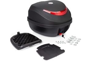 A-PRO SRL Bauletto Valigia Moto 35L Nero Opaco Rigido Poggiaschiena Scooter Universale